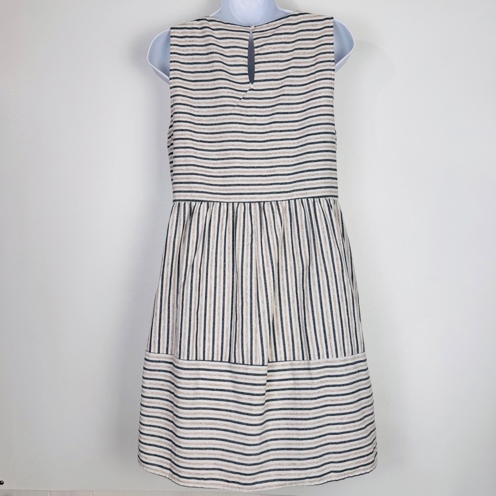 Andree by UNIT Striped Dress Women S Beige Blue Chevron Sleeveless Mini Casual - Picture 2 of 12
